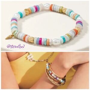 stella & dot ~ modern bohemian stretch bracelet ~ multi color beaded